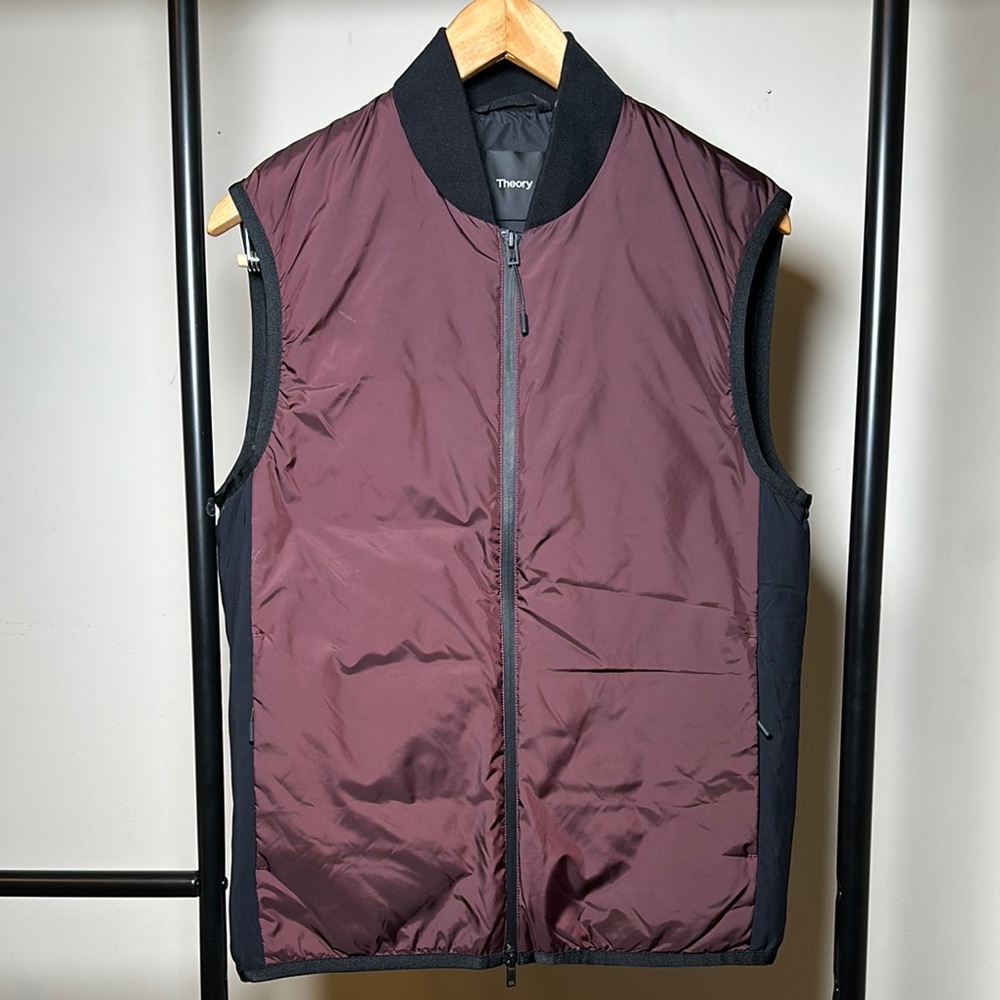 Theory Men's Burgundy and Black Vest